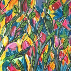 Botanical Abstract - Original Painting by Artist Rachael Potter